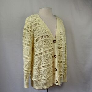 Love Ellie V-Neck Crochet Cardigan Cream Size 2X